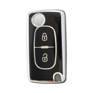 Peugeot Switchblade  TPU Nano Silicone Remote Cover Black-Sılver 2 Buttons Color