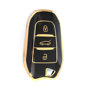 Peugeot Citroen Smart TPU Nano Silicone Remote Cover 3 Buttons Black Color