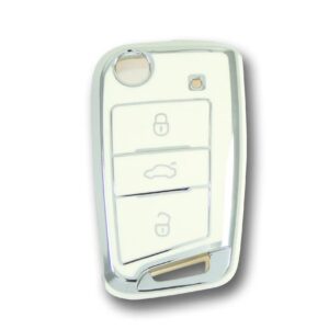 Volkswagen MQB TPU Nano Silicone Cover 3 Button White-Silver Color