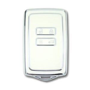 Renault Card Key TPU Nano Silicone Remote Cover 4 Button White-Silver Color