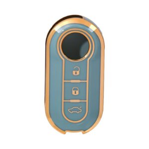 Fiat TPU Nano Silicone Flip Key Remote Cover 3 Button Gray Color
