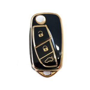 Fiat Fiorino TPU Nano Silicone Flip Key Remote Cover 3 Button Black Color