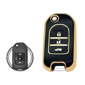 Honda TPU Nano Silicone Flip Key Remote Cover 3 Button Black Color