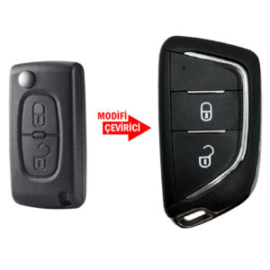 Peugeot Flip Remote Case Converter 2 Button HU83 with Battery Holder