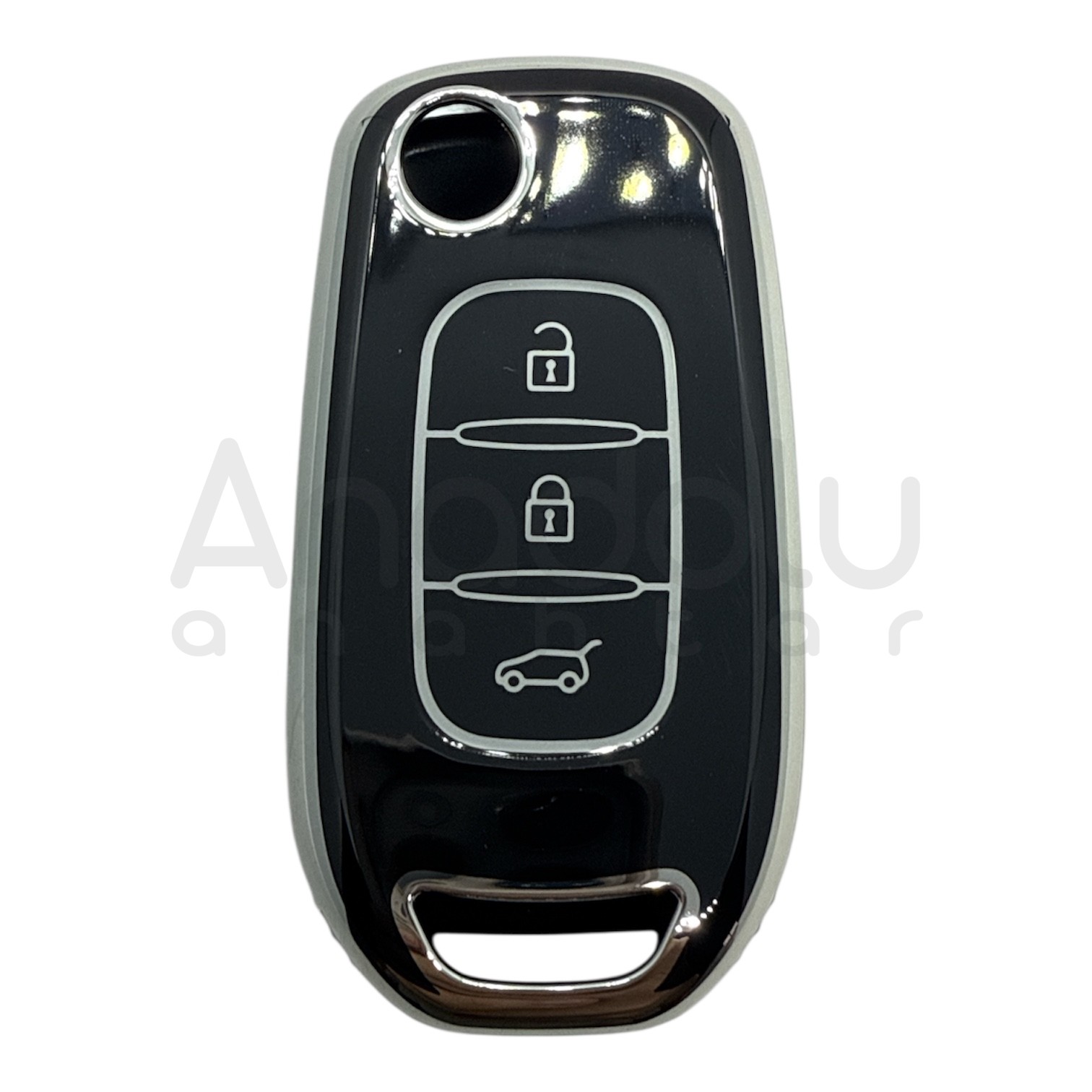 Renault Flip Key Nano Silicone Case 3 Buttons Black-Silver Renault Flip Key Nano Silicone Case 3 Buttons Black-Silver