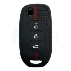 Renault Flip Key Honeycomb Pattern Case 3 Button Red
