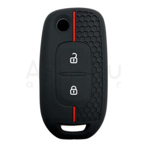 Renault Flip Key Honeycomb Pattern Case 2 Button Red