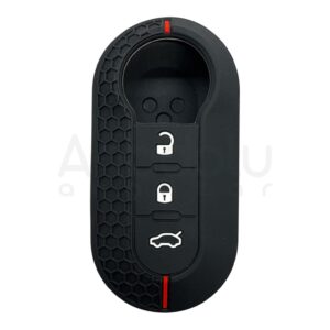 Fiat Flip Key Honeycomb Pattern Case 3 Button Red