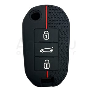 Peugeot - Citroen Flip Key Honeycomb Pattern Case 3 Button Red