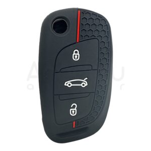 Peugeot Flip Key Honeycomb Pattern Case 3 Button Red