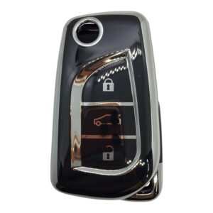 1011-BS | Toyota Flip Nano Silicone Case 3 Button Black-Silver