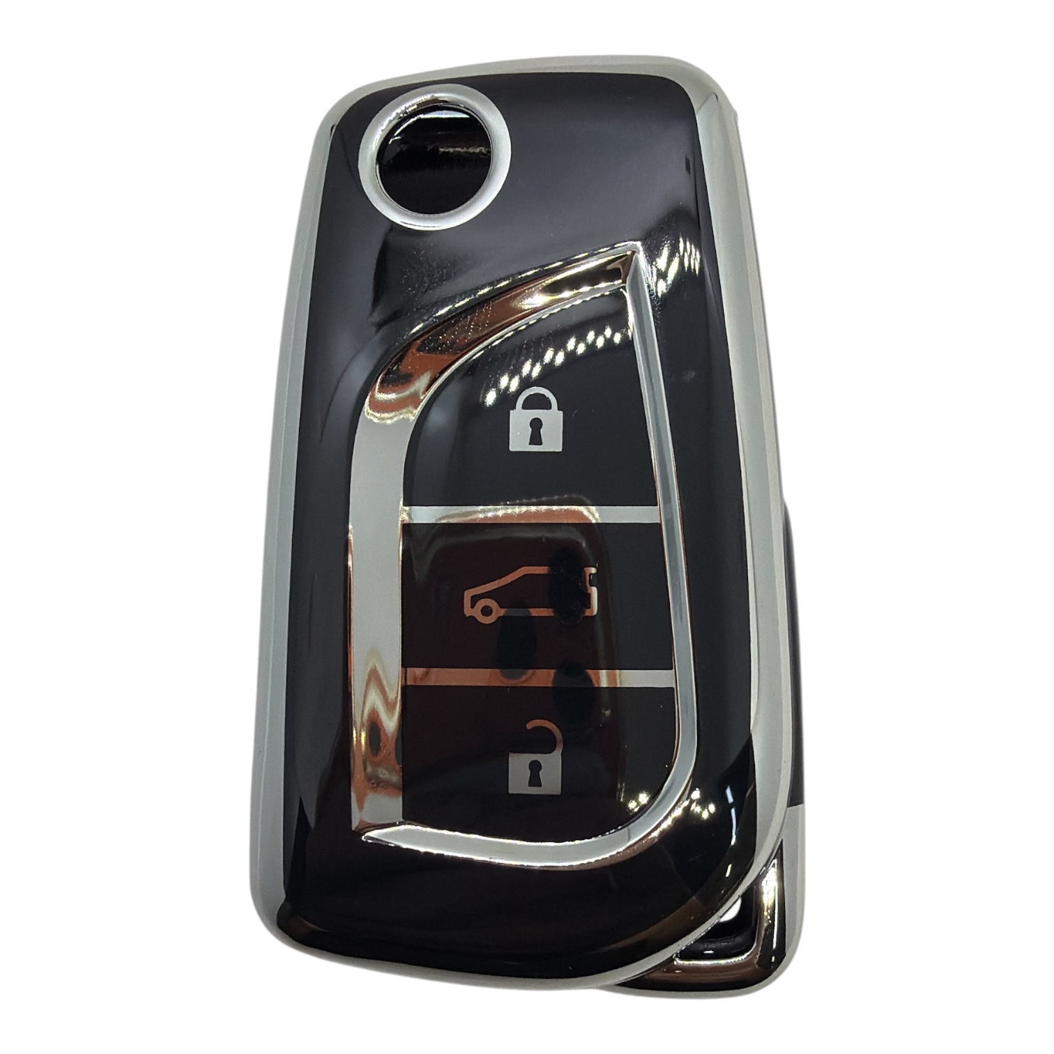 1011-BS | Toyota Flip Nano Silicone Case 3 Button Black-Silver 1011-BS | Toyota Flip Nano Silicone Case 3 Button Black-Silver