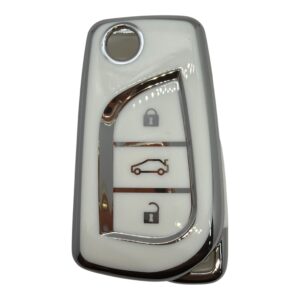 1011-WS | Toyota Flip Nano Silicone Case 3 Button White-Silver