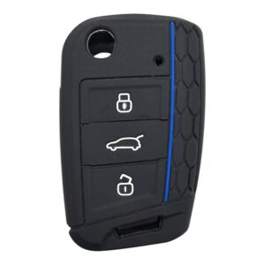 2810-PM-1 | Volkswagen MQB Honeycomb Cover Key 3 Button Blue