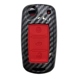 2811KARBON RED | Volkswagen UDS 3 Button Carbon Fiber Cover Key Red