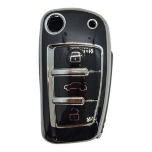 2911-BS | Audi Flip Nano Silicone Case 3 Button Black-Silver