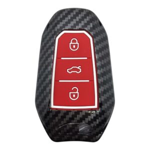3412KARBON RED | Peugeot - Citroen Smart 3 Button Carbon Fiber Cover Key Red