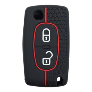 3413-PK | Peugeot Flip Honeycomb Cover Key 2 Button Red