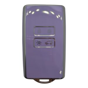 3558-Purple | Renault Card Key Nano Silicone Case 4 Button Purple - Silver