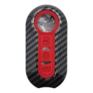 3810KARBON RED | Fiat Doblo Flip 3 Button Carbon Fiber Cover Key